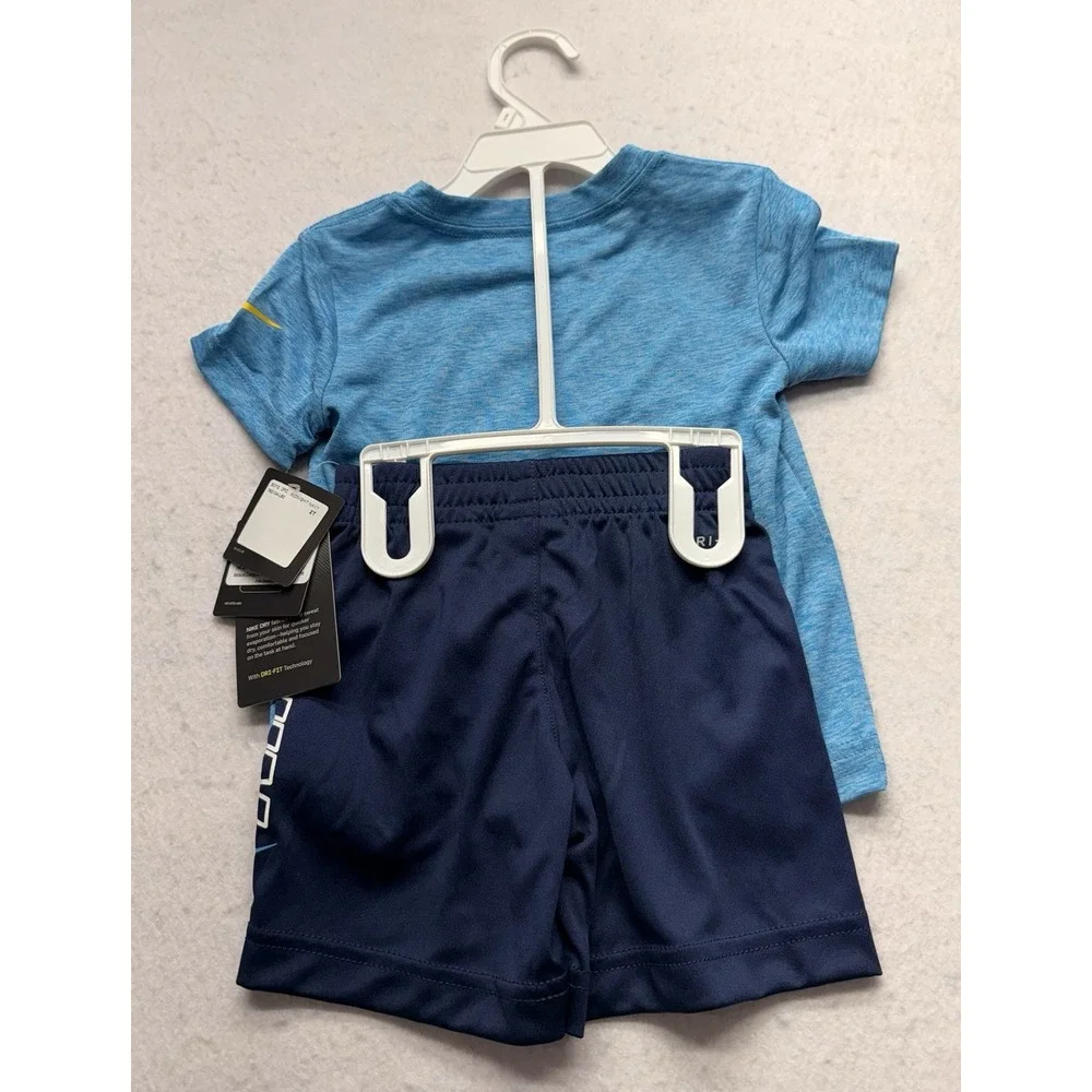 Nike Toddler Boys Dri-FIT Dropsets T-Shirt & Shorts 2-Piece Set 2T NWT Blue